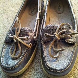 Pewter & Sequin Sperry Loafers
